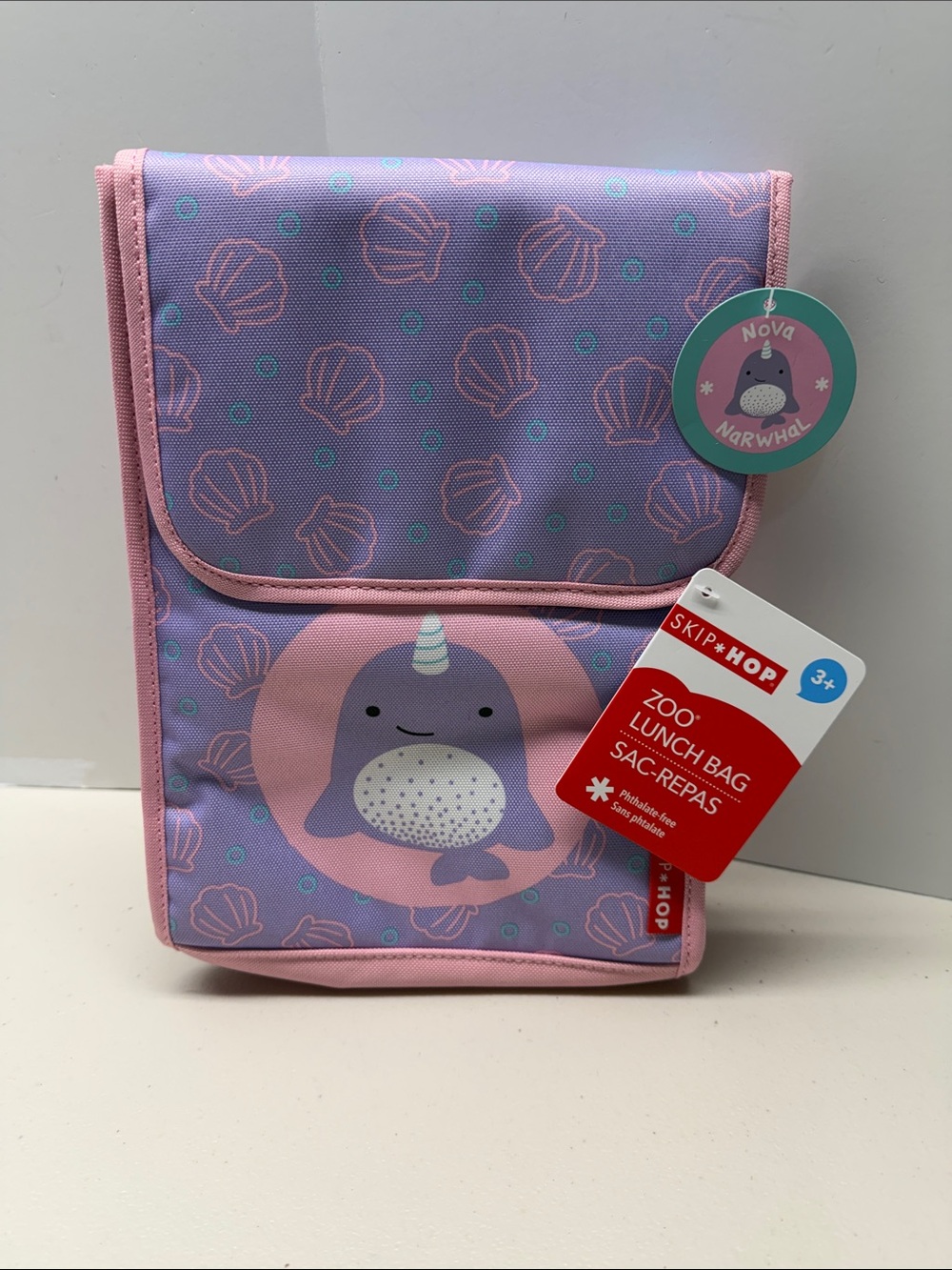 Skip Hop Purple and Pink Narwhal Kids Lunch Bag